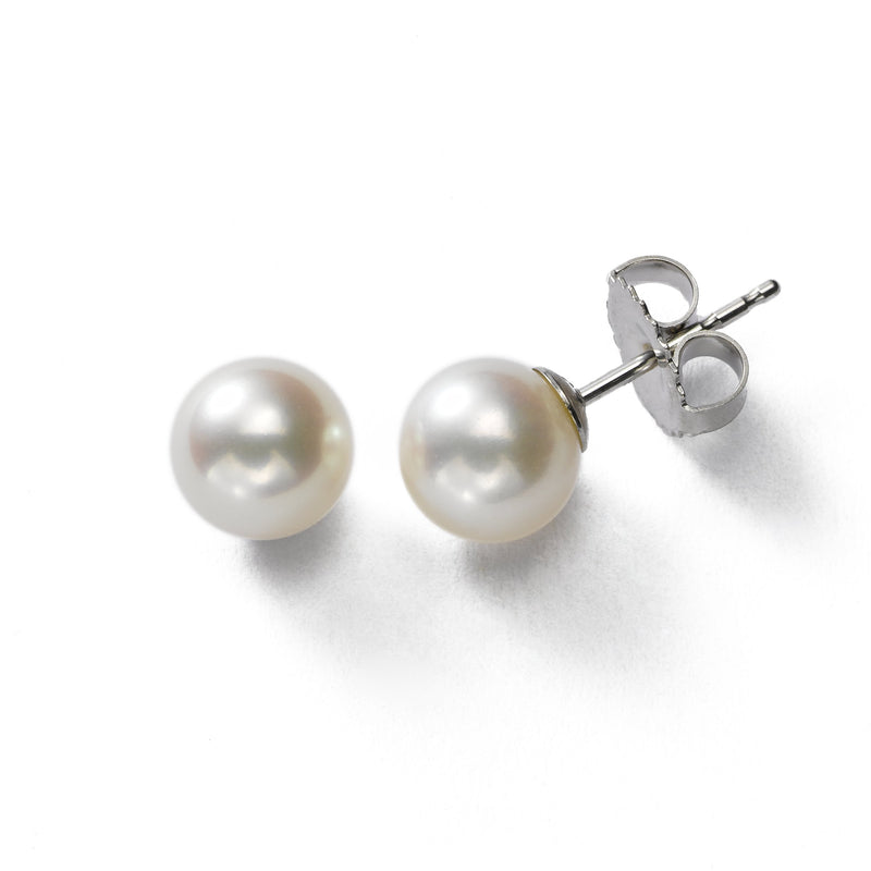 Freshwater Cultured Pearl Stud Earrings, 9.8MM, 14K White Gold