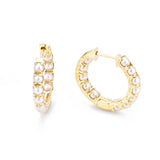 Inside Out White Freshwater Cultured Pearl Hoops, 14K Yellow Gold