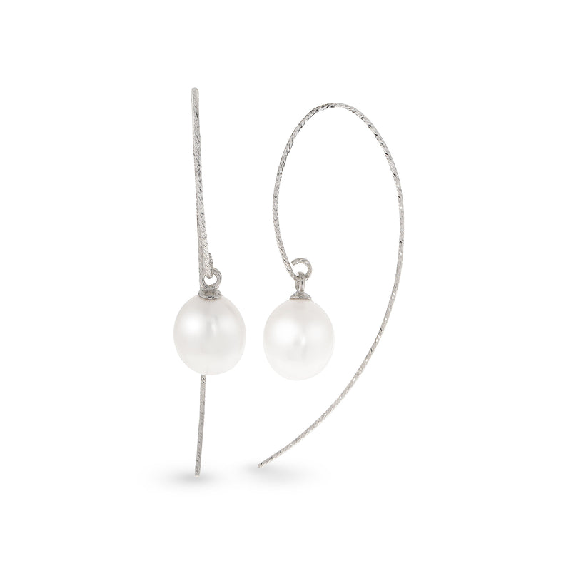 Oval Freshwater Cultured Pearl Dangle Earrings, Sterling Silver