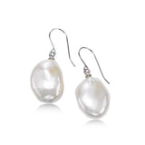 White Baroque Pearl Drop Earrings, Sterling Silver