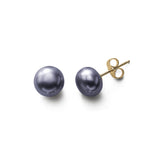 Dyed Aubergine Freshwater Cultured Pearl Earrings, 10.5-11.5MM, 14K Yellow Gold