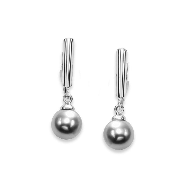 Freshwater Cultured Grey Pearl Drop Earrings, Sterling Silver