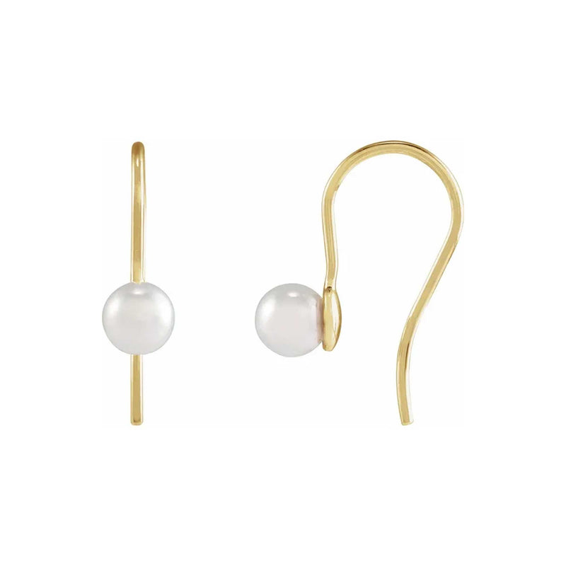 Akoya Cultured Pearl Wire Earrings, 14K Yellow Gold