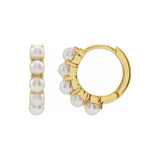 Freshwater Cultured Pearl Huggie Hoops, 14K Yellow Gold