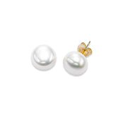 Freshwater Cultured Pearl Button Earrings, 9MM, 14K Yellow Gold