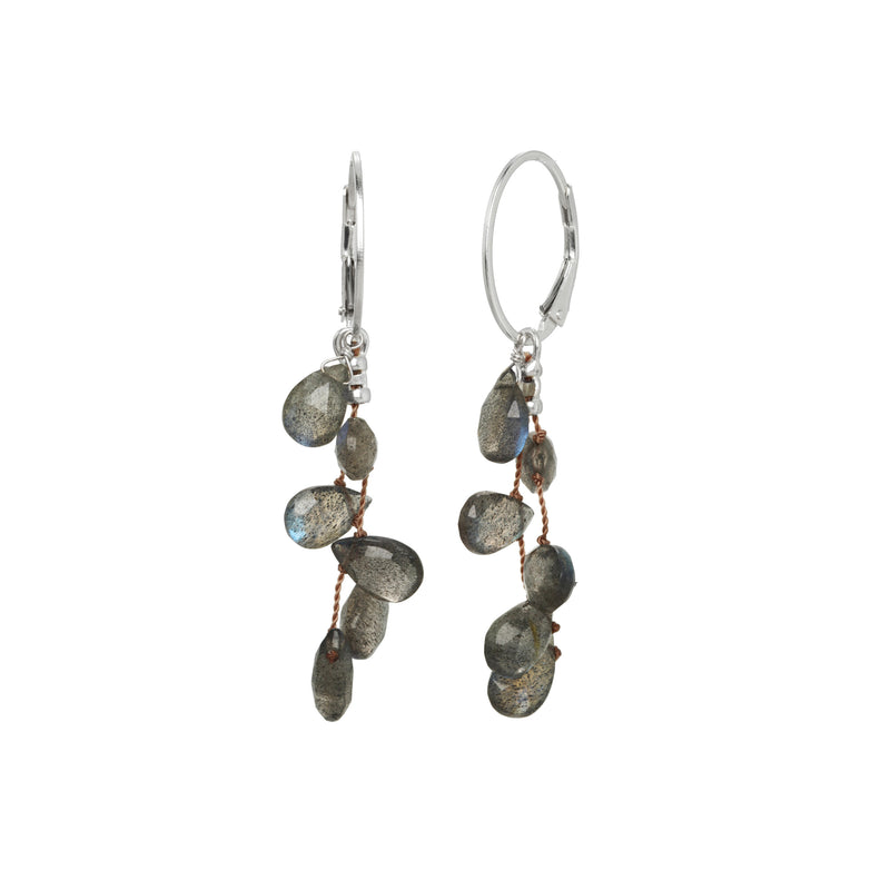 Cascading Labradorite Dangle Earrings, Sterling Silver