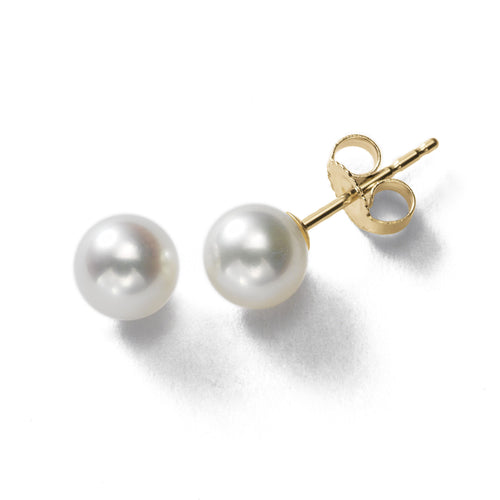 Freshwater Cultured Pearl Stud Earrings, 8MM, 14K Yellow Gold