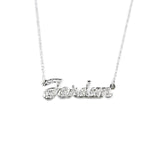 Custom Script Name Necklace With Diamonds, 14K White Gold