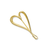 Modern Design Heart Pin, Sterling Silver with Yellow Gold Plating