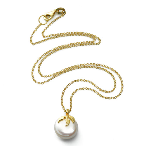 Freshwater Cultured Coin Pearl Pendant, 14K Yellow Gold
