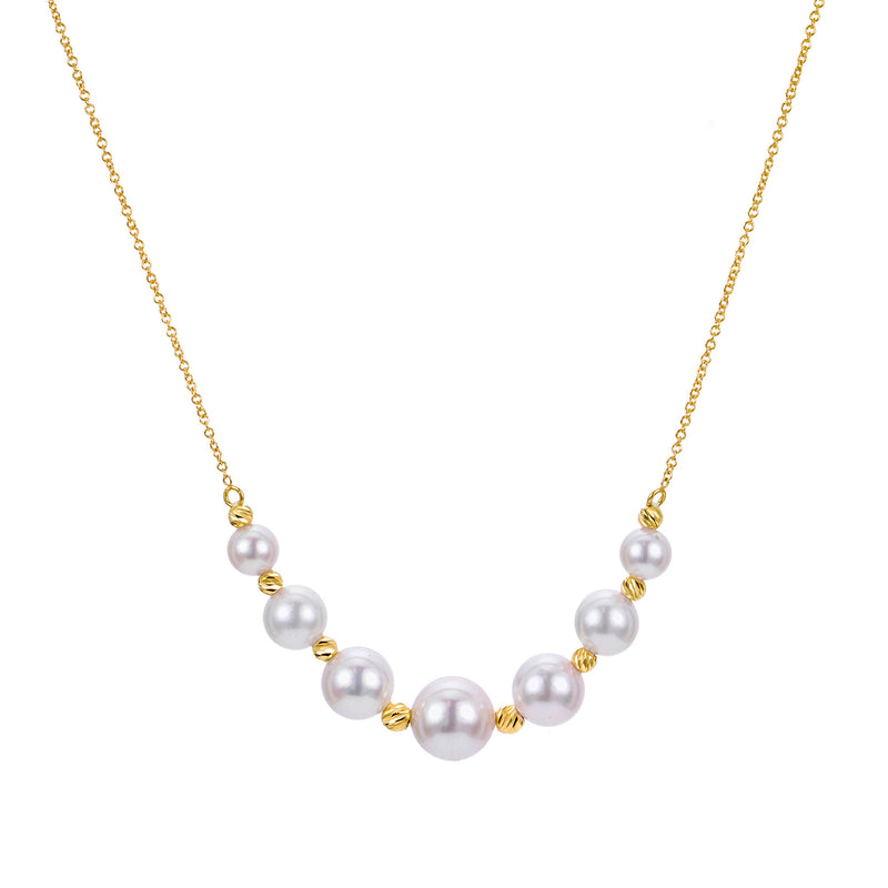 White Akoya Cultured Pearl Centerpiece Necklace, 18 Inches, 14K Yellow Gold