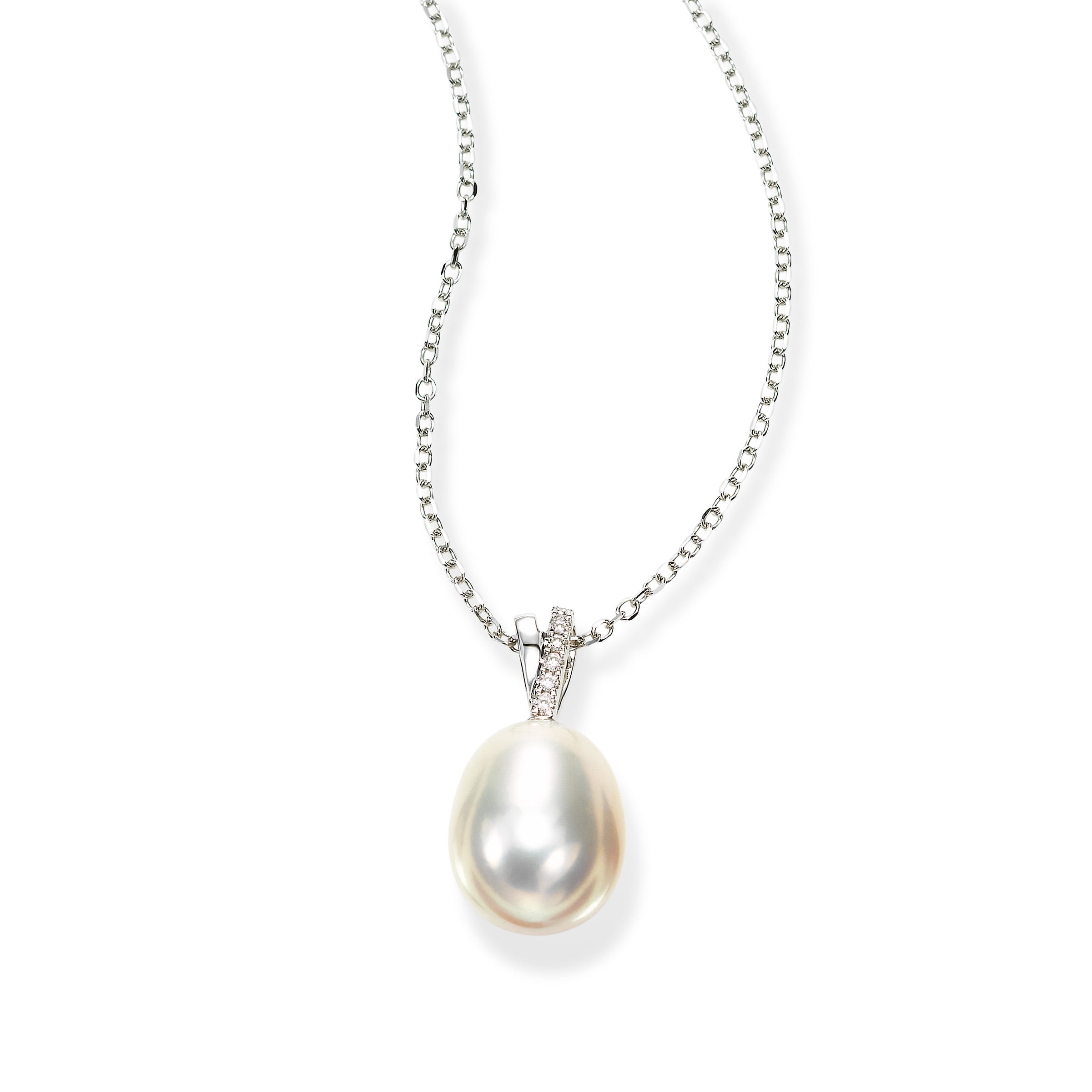 Sterling Silver Pearl & Created Sapphire Drop Earrings | H.Samuel
