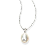 Oval Freshwater Cultured Pearl Pendant with Diamond Bale, 14K White Gold