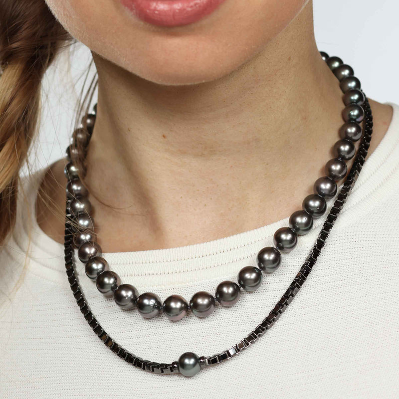 Natural Color Tahitian Cultured Pearl Necklace, 18.50 Inches