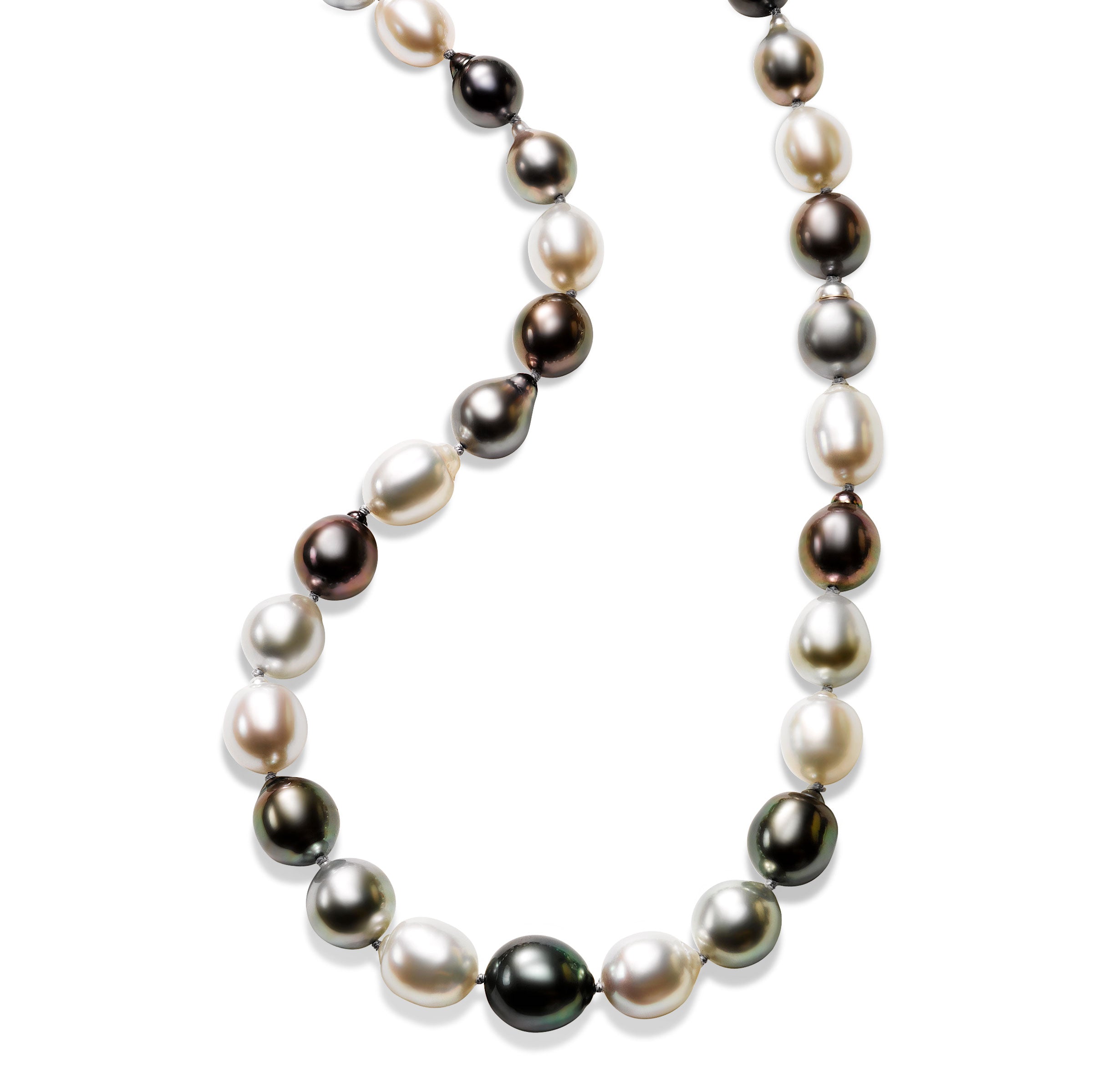 12.0-13.0mm Black Cultured Tahitian Pearl Necklace in Sterling Silver - 20