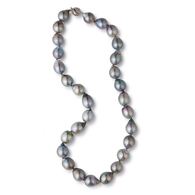 Natural Color Tahitian Black and Grey Cultured Pearl Necklace, 18 Inches