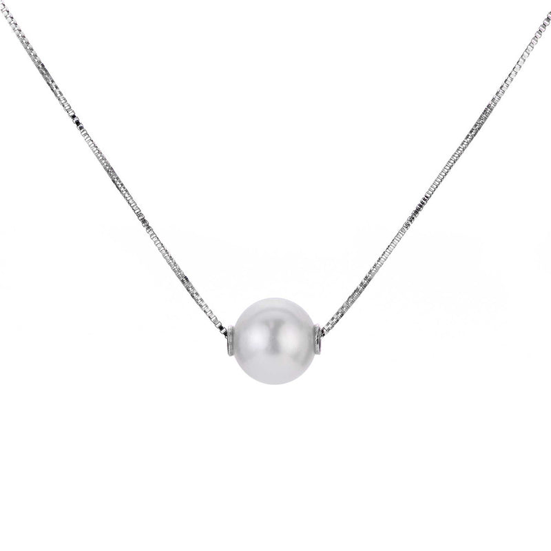 Single Akoya Cultured Pearl Necklace, 7-7.5 MM, 14K White Gold