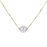 Single Akoya Cultured Pearl Necklace, 7-7.5 MM, 14K Yellow Gold