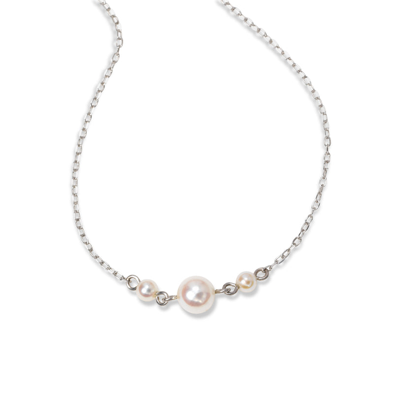 Akoya Cultured Pearl Cluster Necklace, 16 Inches, 14K White Gold