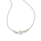 Akoya Cultured Pearl Cluster Necklace, 18 Inches, 18K White Gold