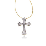 Gothic Pavé Diamond Cross Pendant, 14 Karat Gold