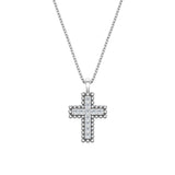 Diamond Cross with Beaded Outline, 14K White Gold