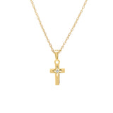 Baby Cross with Diamond Center, 14K Yellow Gold