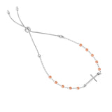 Cross Design Rosary Bracelet, Sterling Silver