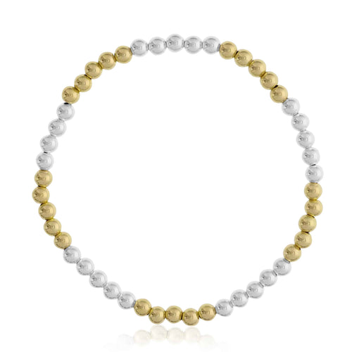 Silver and Gold Filled Beads, 4 MM, Stretch Bracelet