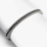 Crystal and Marcasite Bangle, Sterling Silver, 6 MM Wide