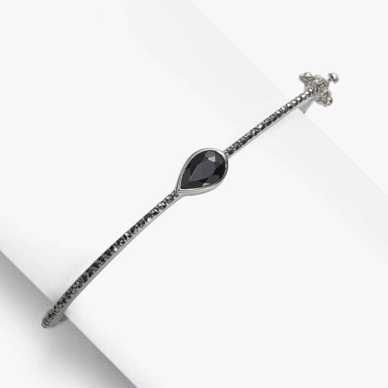 Marcasite and Black Onyx Stacking Bangle, Sterling Silver