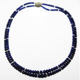 Two Strand Graduating Sapphire Bead Necklace, 18K White Gold