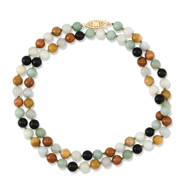 Jade Bead Necklace, 20 Inches, 14K Yellow Gold
