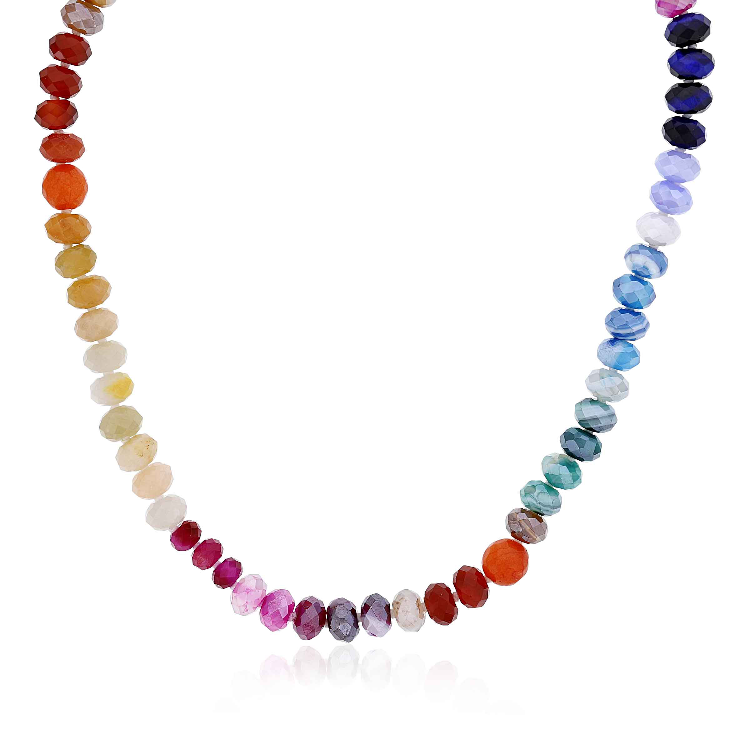 50.00 ct. t.w. Multicolored Sapphire Bead Necklace in Sterling Silver |  Ross-Simons
