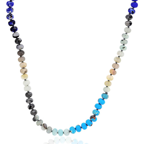Amazonite, Labradorite, Sodalite and Turquoise Beads Necklace, 20 Inches