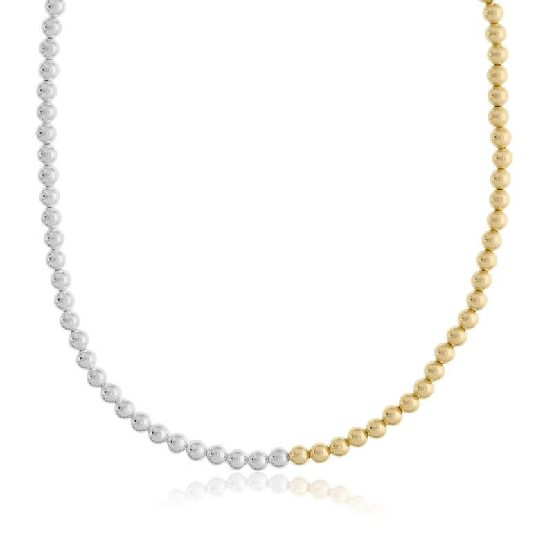 Silver and Gold Filled Beads Necklace, 5 MM