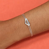 Double Snake Chain Bracelet with Heart Charm, Sterling Silver