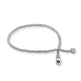 Small Diamond Cut Bead Bracelet, Sterling Silver with Platinum Plating