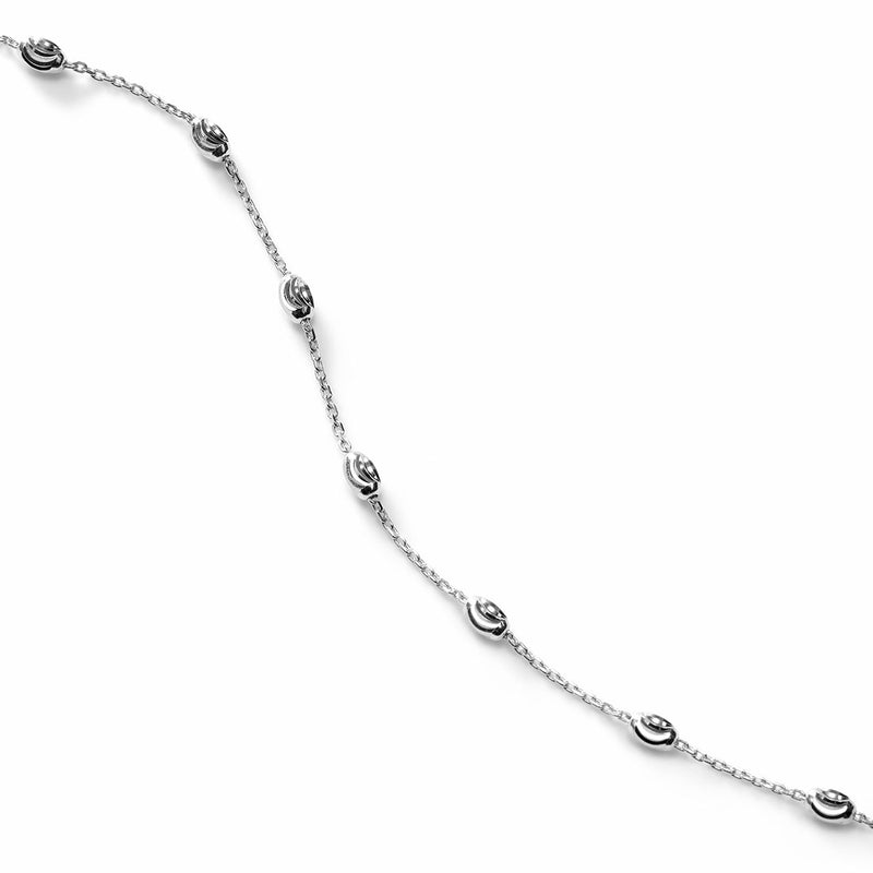 Oval Bead Bracelet, Sterling Silver with Rhodium Plating