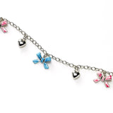 Bows and Hearts Charm Bracelet, Sterling Silver