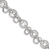 Diamond Cut Interlocking Links Bracelet, Sterling Silver