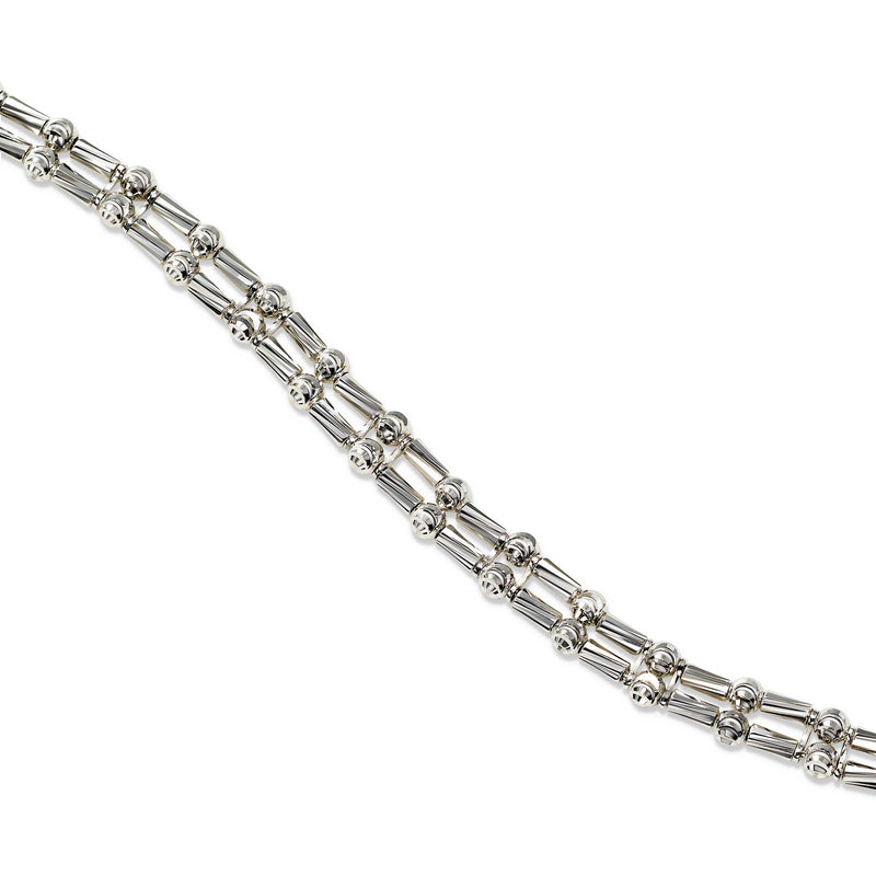 Double Strand Bead Bracelet, Sterling Silver with Platinum Plating