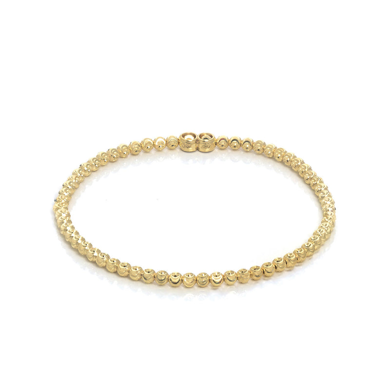 Stretchy Diamond Cut Bead Bracelet, Sterling Silver with 18K Yellow Gold Plating