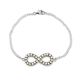 Beaded Infinity Plaque Bracelet, Sterling Silver and Gold Plating