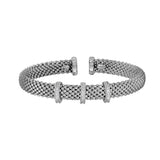 Three Section Diamond Cuff Bracelet, Sterling Silver