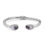Hinged Cuff of Cobra Design with Amethyst, Sterling Silver