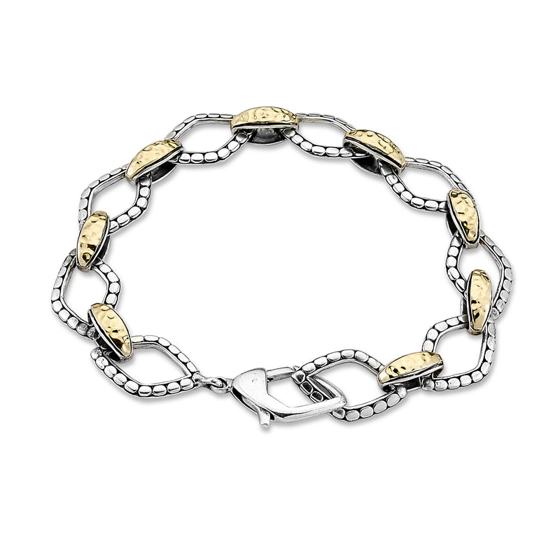 Two Tone Flexbile Link Bracelet, Sterling Silver and Gold Plating