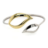 Open Leaf Hinged Cuff Bracelet, Sterling Silver and Gold Plating