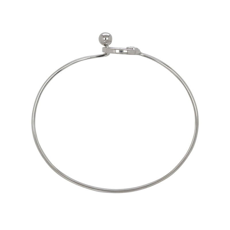 Open Wire Bangle Bracelet with Diamond Accent, Sterling Silver