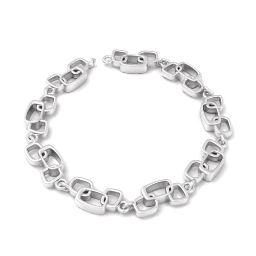 Geometric Link Bracelet, Sterling Silver